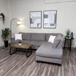 Living Spaces Gray Sectional Couch DELIVERY AVAILABLE THIS WEEK
