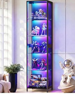 72" Corner Curio Cabinet Display Shelf with LED Lights