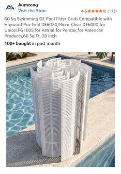 60 Sq Swimming DE Pool Filter Grids Compatible with Hayward Pro-Grid DE6020,Micro-Clear DE6000,for Unicel FG1005,for Astrial,for Pentair,for American 