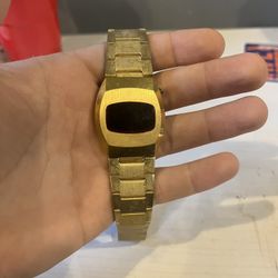 vintage gold-tone Compu Chron LED watch