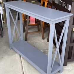 New 2-Tier Console Table,Sofa Side Table with Storage Shelf,X Design for Entryway,Living Room,And Hallway,Grey,Grey Mdf Furniture Primary Living Space