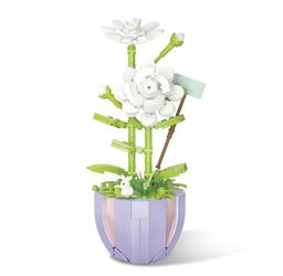 2 set Flower Bouquet Building Blocks, Jasmine Flower Creative DIY Mini Bricks