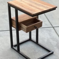 C Shape End Table with Drawer 