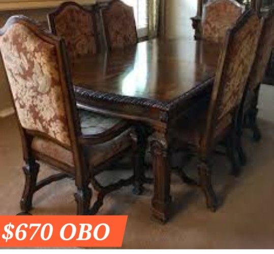 Dining table 6 chairs $670