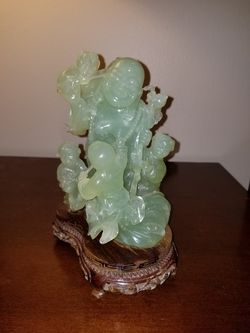 Antique JADE $600 OBO 5 in. BUDDHA w. poking children