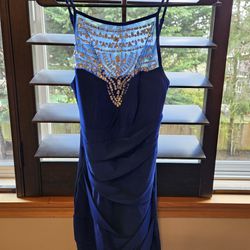 Royal Blue Rhinestone Cocktail Dress