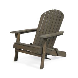 Noble House Lissette Outdoor Acacia Wood Adirondack Chair, Gray Finish, Grey