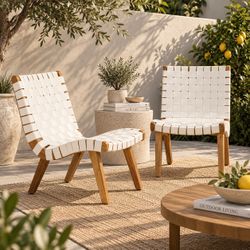 Modern Woven Accent Chairs – Indoor & Outdoor – Brand New（ 2pcs)