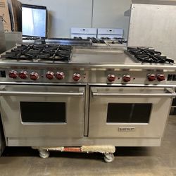 Wolf 60”Wide Gas Range Stove With 24”Griddle In Stainless Steel 