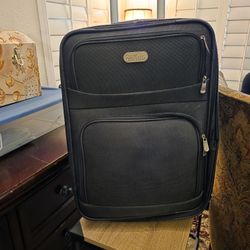 Bob Mackie black softside rolling suitcase. 
