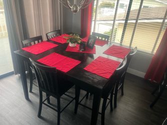 Black wood table and chairs