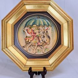 ANRI Wood Carving Wall Art Riding Thru The Rain, Ferrandiz, 1982 IOB Made In Italy 388/2500