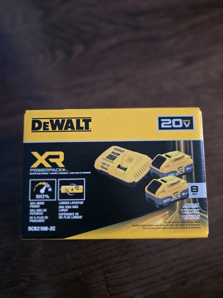 DeWalt DCB2108-2C 20V MAX XR 8Ah Starter Kit - 2 Pack And Charger