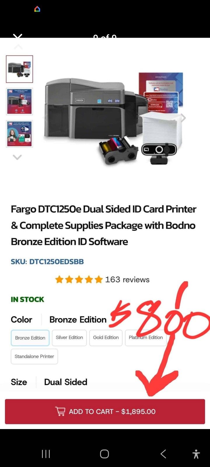 FARGO DTC1250E DUAL SIDED ID CARD PRINTER
