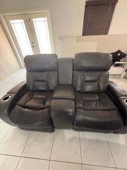 Reclinable  two section sofa with storage
