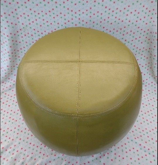 Olive Leather Ottoman 24″D x 18″H