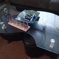 "S" Shaped Glass top Coffee Table 