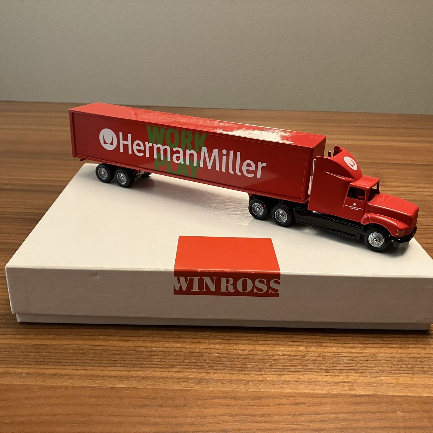 Winross, Herman Miller “Work Play” Diecast Red Semi Truck