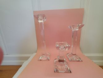 Set  Of 3 Villeroy And Boch Crystal Candlesticks 