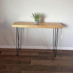 Real Wood Console Table, Hairpin Legs, Live Edges, Entryway Table
