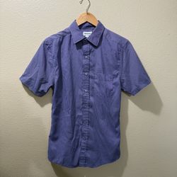 Men’s Small Haggar Periwinkle Purple Plaid Short Sleeve Button Up Shirt