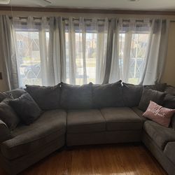 Sectional Sofa – Brown Fabric