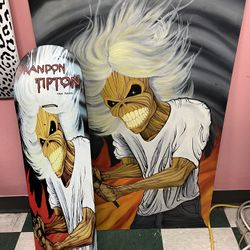 RARE DARKRIDE IRON MAIDEN SKATEBOARD WITH ORIGINAL ARTWORK OIL PAINTING 