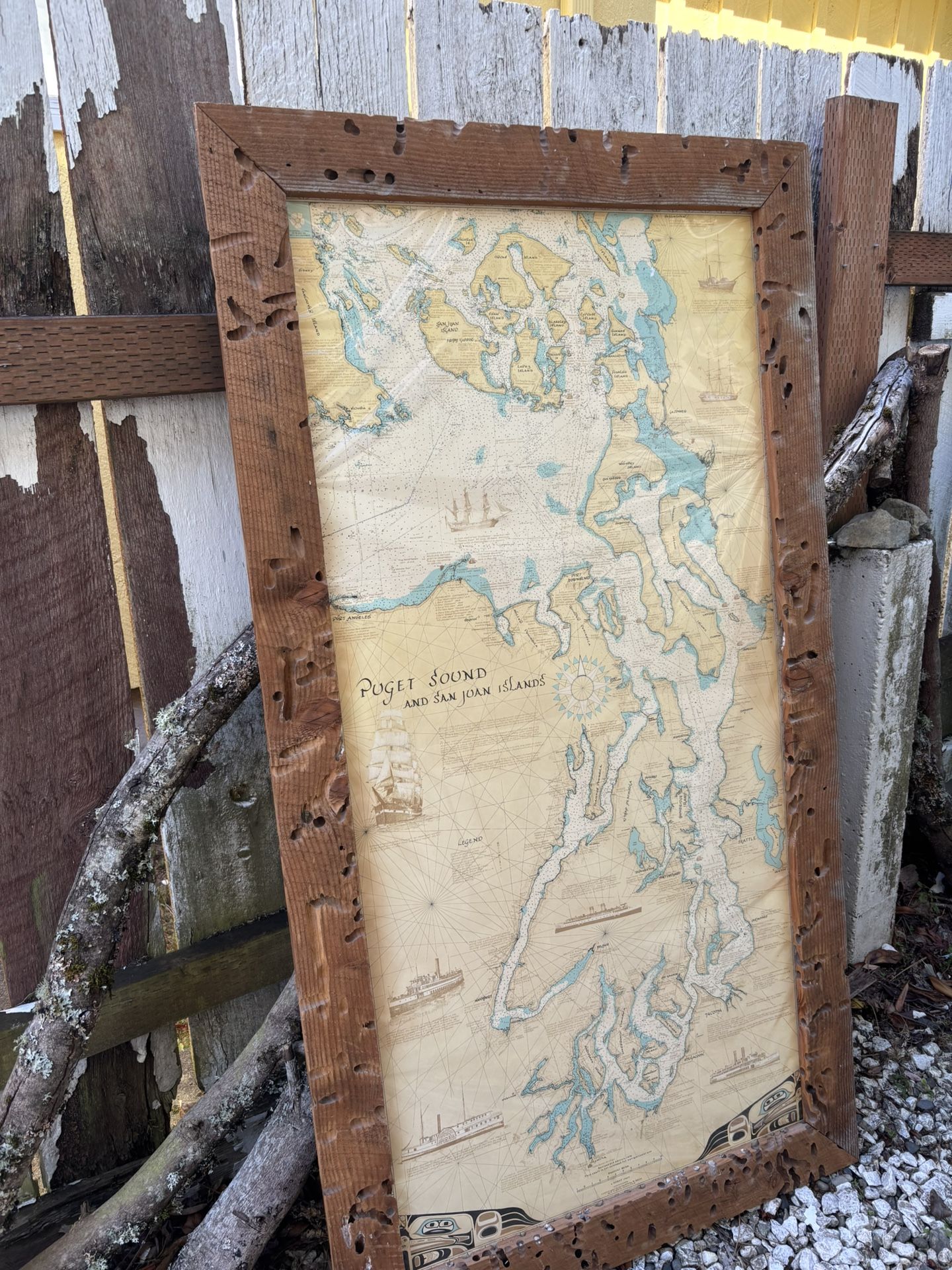 Wormwood Frame With Puget San Juan Islands Map