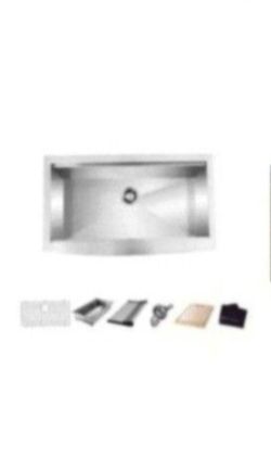 Glacier Bay Zero Radius Farmhouse Apron-Front 18G Stainless Steel 30 in. Single Bowl Workstation Kitchen Sink with Accessories