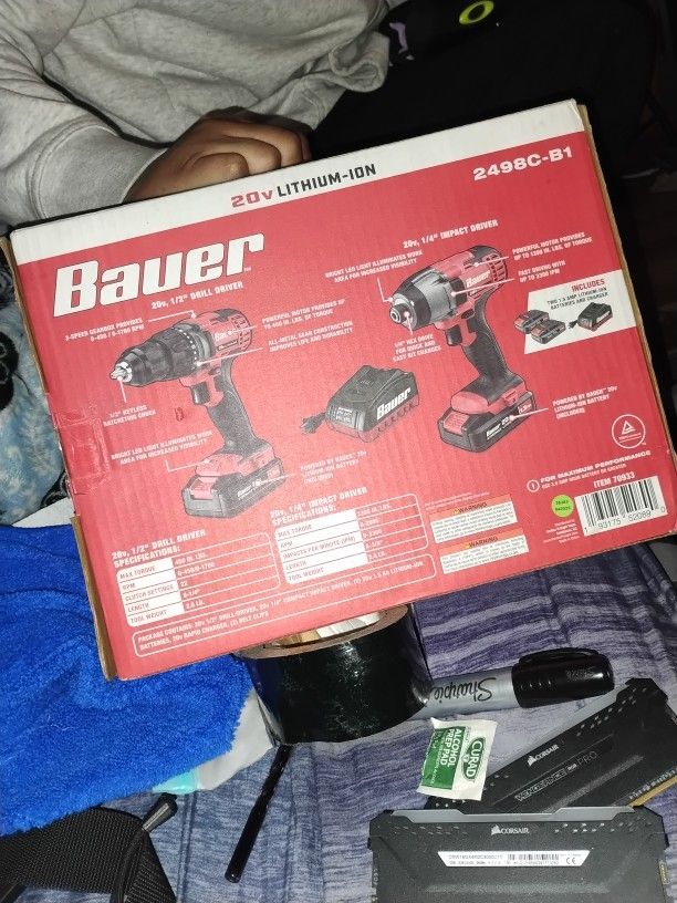 a Bauer 20V Drill & Impact Driver Kit.