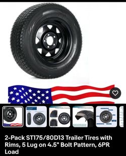 2-Pack ST175/80D13 Trailer Tires with Rims