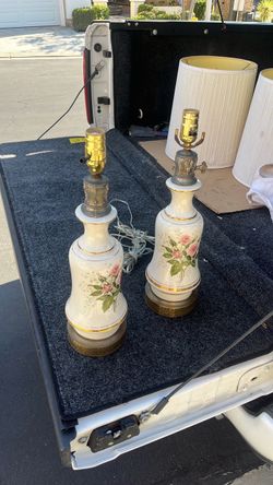 Pair of Vintage Floral Porcelain Table Lamps