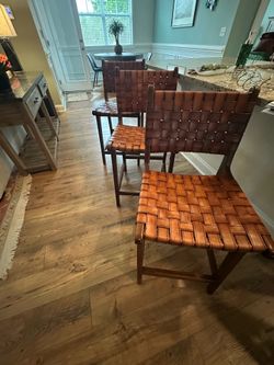 Woven Leather Counter Stools