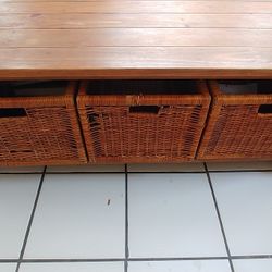 Wooden/ Wicker Baskets Coffee Table / End Table Set