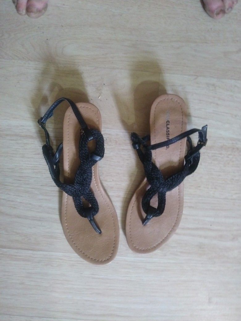 Black Wedge Sandal Size 8