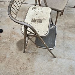 Mid century modern Durham folding step stool and chairs
