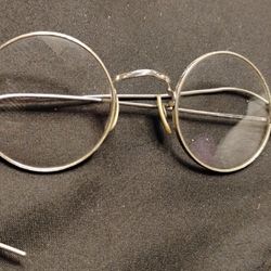 Vintage Round Engraved Wire Glasses 