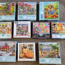 AT A BARGAIN PRICE! 10 TEN 300 Large Piece Jigsaw Name Brand Puzzles 