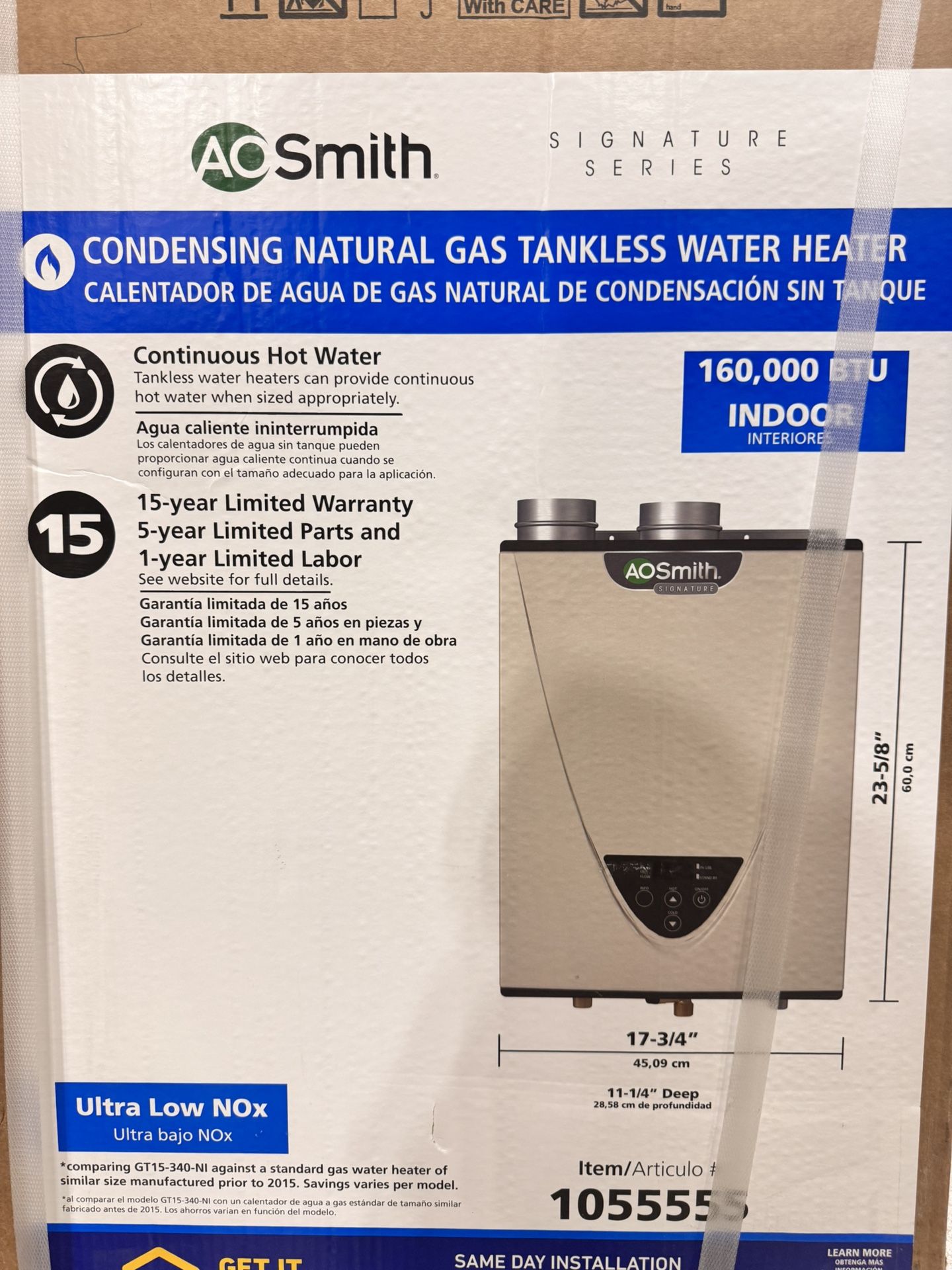 AOSmith Tankless Natural Gas Water Heater