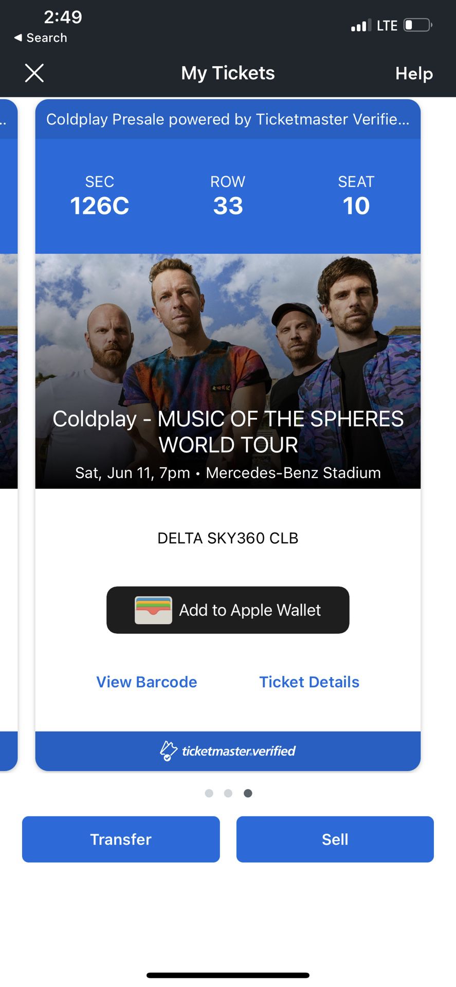 2 Coldplay tickets 