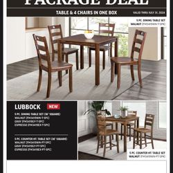 5 Piece Dining Set.  Available In Expresso, Gray N Brown. 