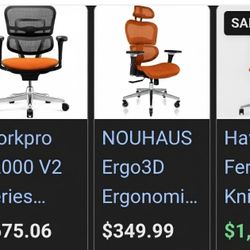 Nouhaus Ergo3d Ergo Task Chair Desk Chair Burnt Orange 