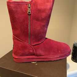 LAMO Red Suede Lined Boots W/side Zipper-12