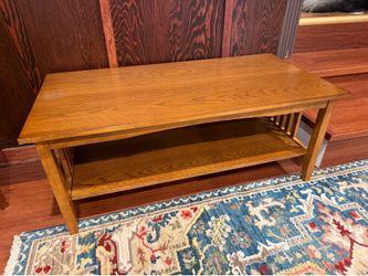 Oak Mission Style Coffee Table with Lower Shelf