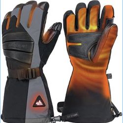 Unigear Rechargeable Heated Gloves for Men Women, 3 Heating Level Electric Battery Ski Gloves, Thinsulate Waterproof Winter Touchscreen Leather for Ou