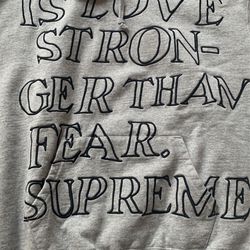 Supreme Stronger Than Fear Hooded Sweatshirt, Size Small for Sale