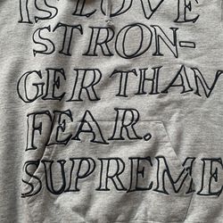 Supreme Stronger Than Fear Hooded Sweatshirt, Size Small for