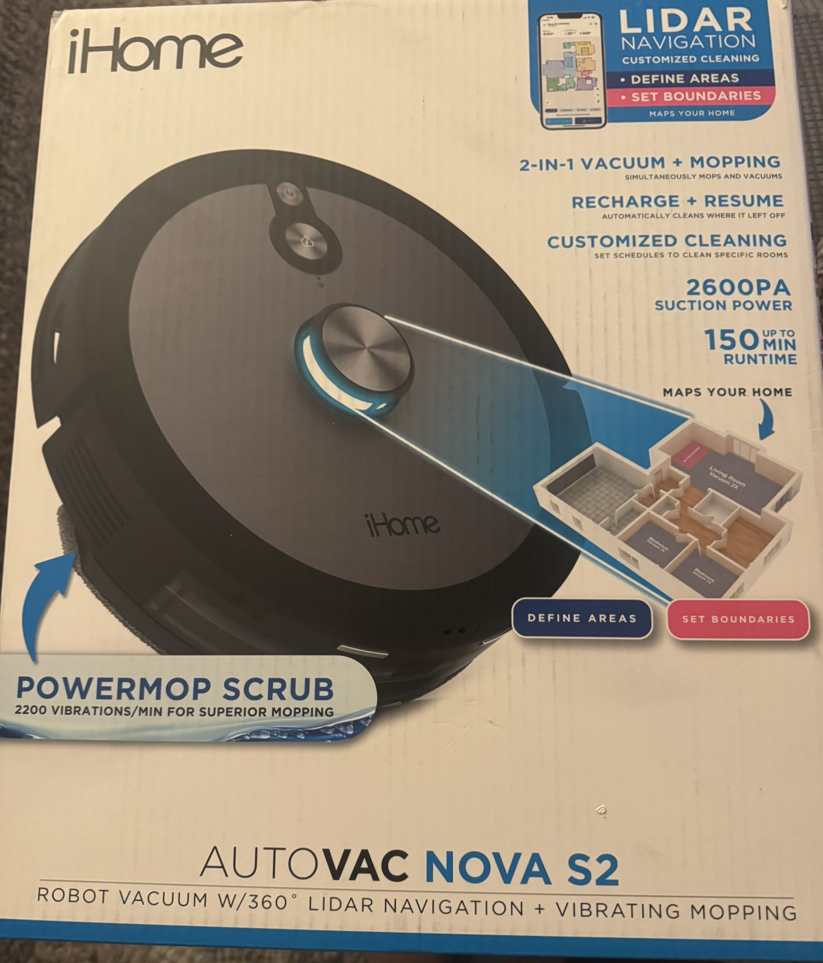 Brand New I home Nova S2 Robot Vacuum
