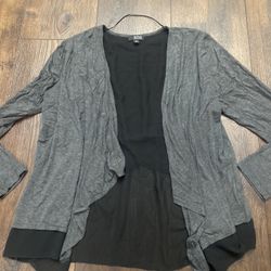 Womans Gray And Black Cárdigan Size XL By ANA #16