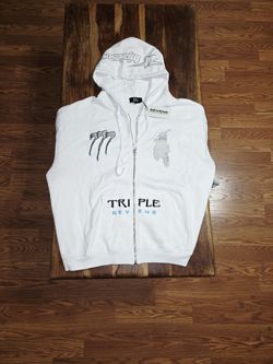 Triple 7's White/Silver Zip-up Hoodie 